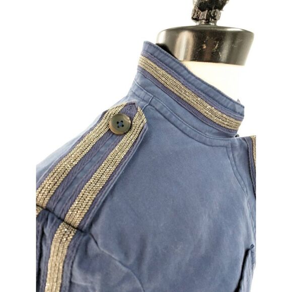 Boden Women Blue Long Sleeve Cotton Blend Military Jacket Size 6 - Picture 3 of 15